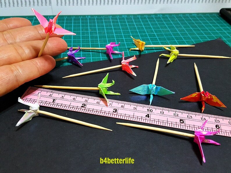 Lot of 20pcs 1.5 Origami Crane Cake Topper Cocktail Etsy