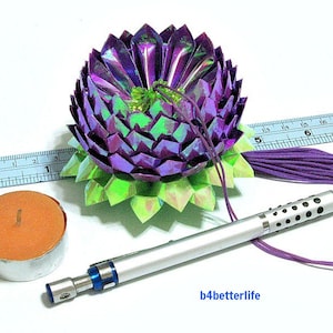 A Piece of Medium Size Purple Color Origami Hanging Lotus. AV paper series. image 5