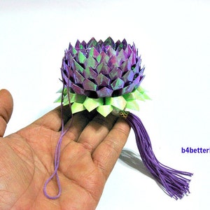 A Piece of Medium Size Purple Color Origami Hanging Lotus. AV paper series. image 4