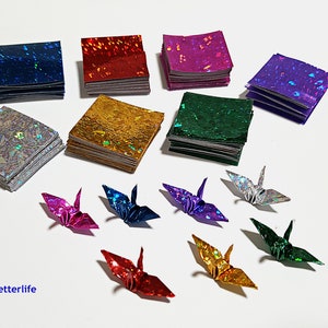 1,000 Sheets Assorted Colors 1-inch Origami Crane Paper Folding Kit. 1 x 1. 4D Glittering paper series. CRK-83. image 9