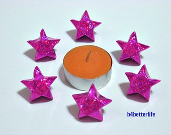 70pcs Big Size PINK Color Origami Lucky Stars. (4D Glittering Paper Series). #FOS-22.