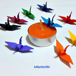 100 pezzi da 1,5" di gru origami in colori assortiti, piegati a mano da carta quadrata da 1,5"x1,5". (Serie di carta KR). #FC15-46.