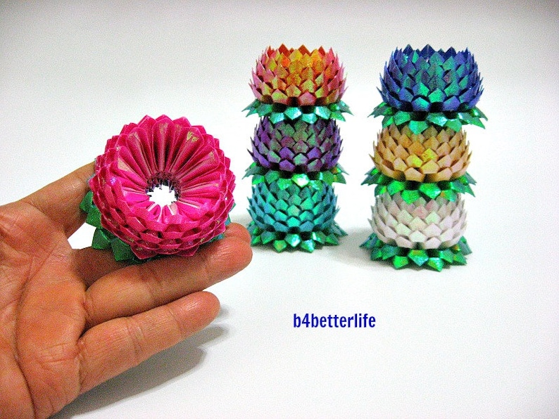 TX paper series FLT-30. Lot of 21pcs Small Size Origami Lotus In Assorted Colors.