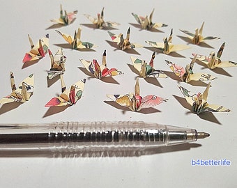 Lot of 100pcs 1-inch Origami Cranes Hand-folded From 1"x1" Square Paper. (JD paper series). #FC1-43.