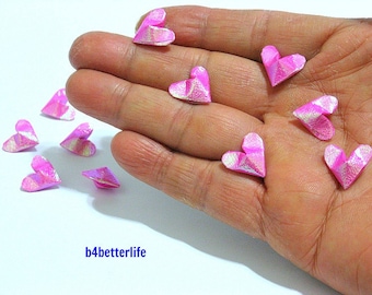 180pcs Pink Color Mini Size 3D Origami Hearts LOVE. (TX paper series). #FOH-114.