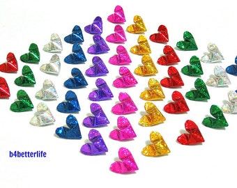 Lot of 100pcs Medium Size 3D Origami Hearts "LOVE". (4D Glittering Paper Series). #FOH-108.