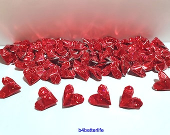 180pcs Red Color Mini Size 3D Origami Hearts LOVE. (4D Glittering paper series). #FOH-132.