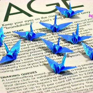 100pcs Dark Blue Color 1-inch Origami Cranes Hand-folded From 1x1 Square Paper. TX paper series. FC1-10. image 6