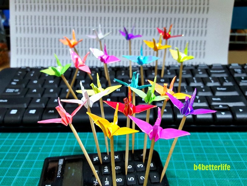 Lot of 20pcs 1.5 Origami Crane Cake Topper Cocktail Etsy