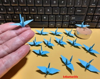 Senbazuru! 1,000pcs 1.5" BLUE Color Hand-folded Origami Paper Cranes. (KR Paper Series) #FC15-101t.