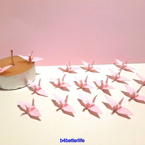 100 gru origami da 1 pollice di colore rosa piegate a mano da carta quadrata da 1 "x 1". (Serie cartacea KR). #FC1-58.