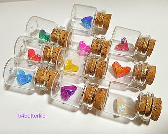 Lot of 20pcs Hand-folded Paper Heart In A Mini Glass Bottle With Cork. (TX paper series). #CIB20-heart.