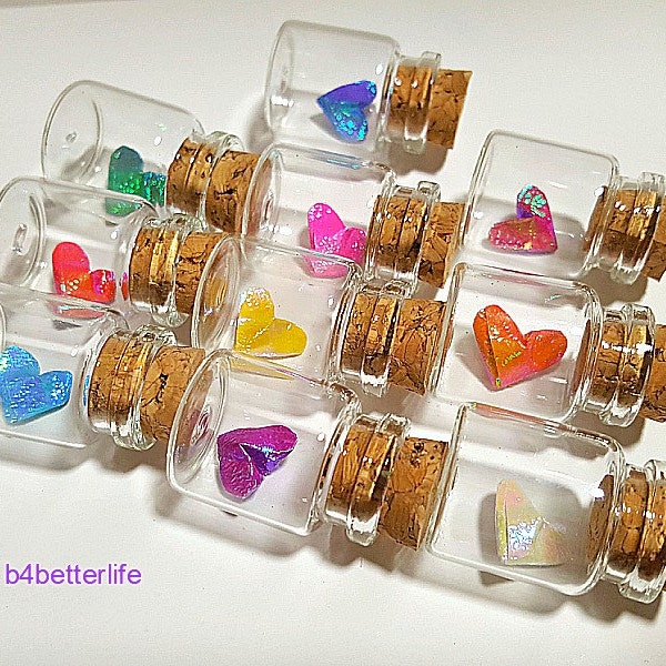 Lot of 20pcs Hand-folded Paper Heart In A Mini Glass Bottle With Cork. (TX paper series). #CIB20-heart.