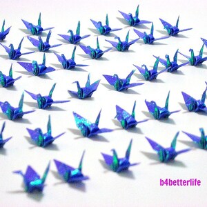 100pcs Dark Blue Color 1-inch Origami Cranes Hand-folded From 1x1 Square Paper. TX paper series. FC1-10. image 5