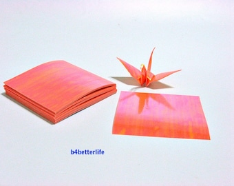 200 Sheets 3" x 3" Orange Color DIY Chiyogami Yuzen Paper Folding Kit for Origami Cranes "Tsuru". (AV paper series). #CRK-55.