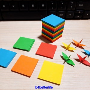Kit di piegatura di 1.000 fogli di carta origami a forma di gru, colori assortiti, da 1 pollice. 1" x 1". (Serie di carta KR). #CRK-112.