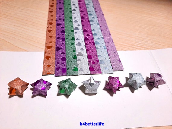 Origami Stars Paper Strips,Glow in The Dark Paper, Star Folding Paper  Strips, 10 Assortment Color Star Paper Strip Double Sided Lucky Star  Decoration