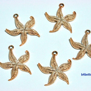Lot of 20pcs &quot;Starfish&quot; Gold Color Tone Metal Charms. #SW2679.
