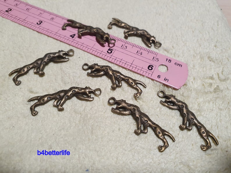 #BC2876. Lot of 24pcs Antique Bronze Tone Leopard Double Sided Metal Charms