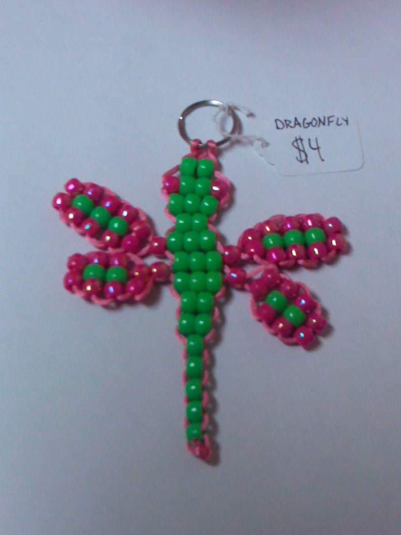 Dragonfly Bead Pet Keychain Etsy