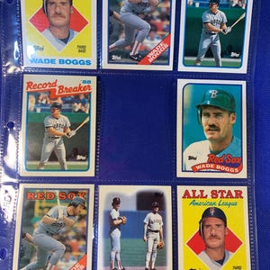 8 cards de beisebol do Wade Boggs — tudo por um preço único!!