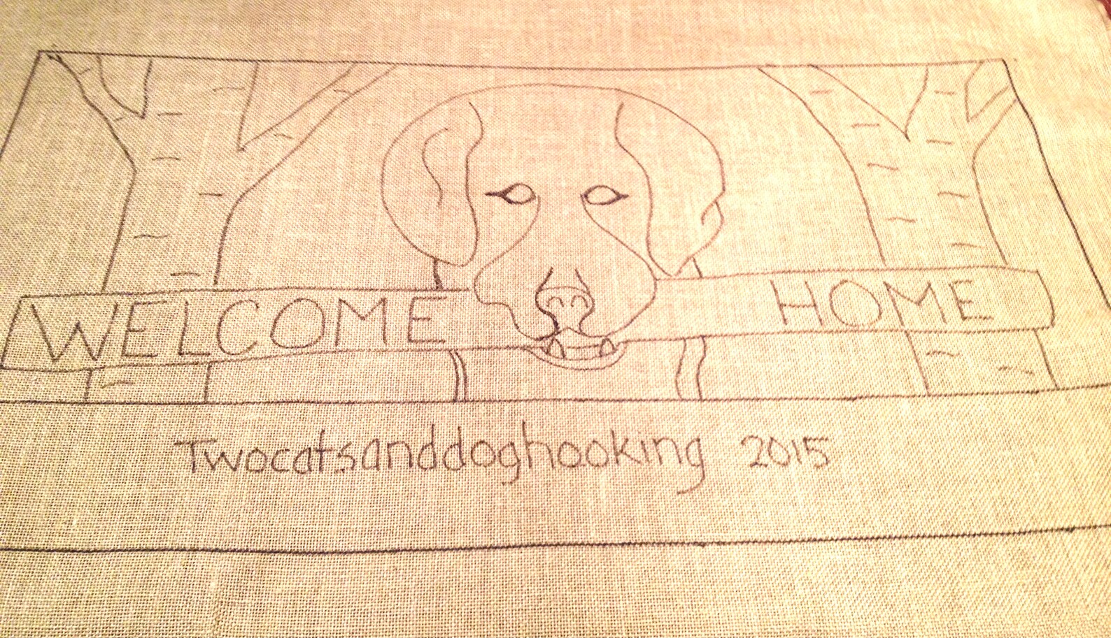 Labrador Hand Hooked Rug Hooked Rug Pattern on Linen,