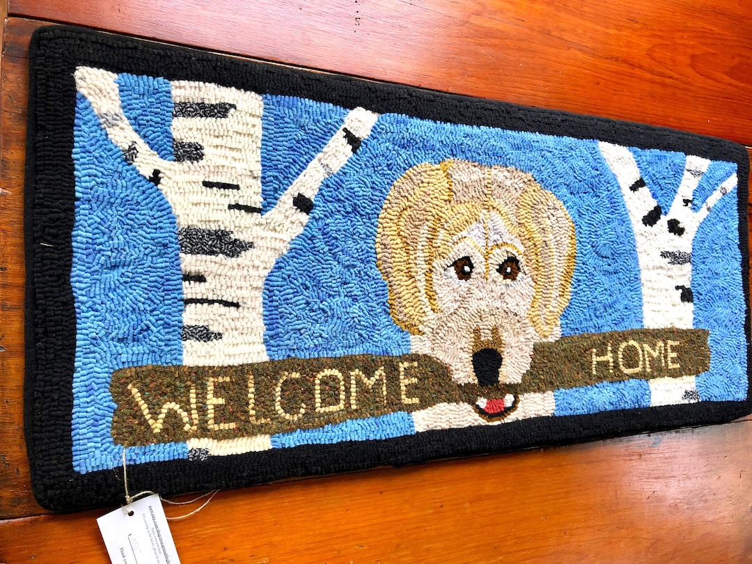 Labrador Hand Hooked Rug Hooked Rug Pattern on Linen,