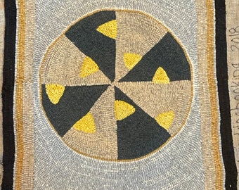 Rug hooking pattern on primitive linen, 36 x 24 inches, Garden Plan