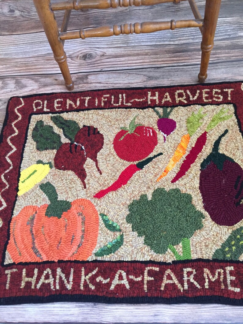 Wool Hand Hooked Folk Art Rug Handmade in Maine Artisan Etsy