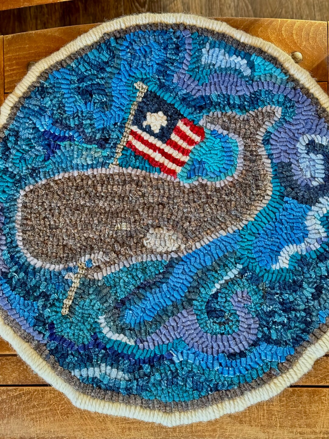 Hand Hooked Wool Whale Rug, Primitive Coastal Decor (15 Inch) - Etsy