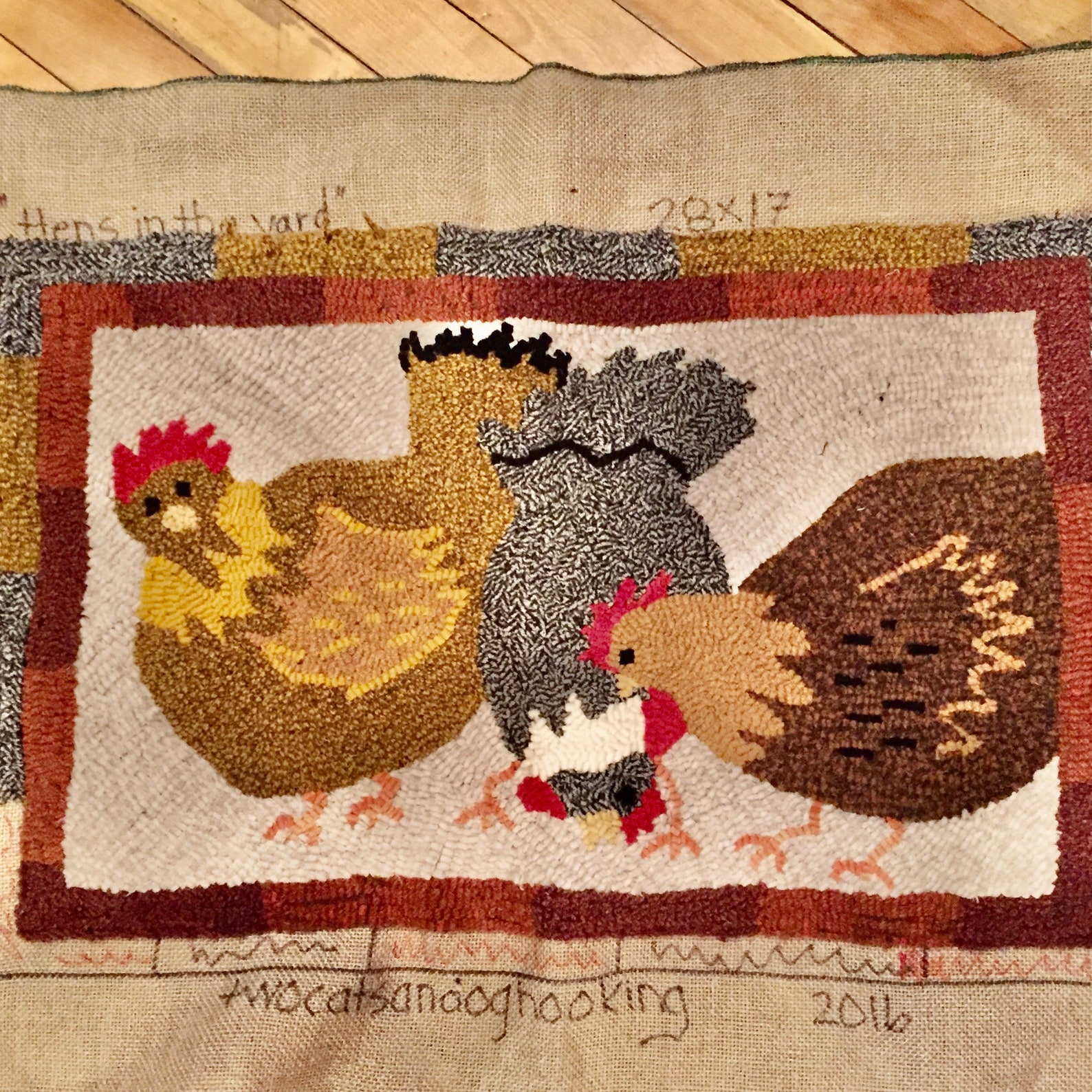 Hooked Rug Pattern hens in the Yard 28 X 17 - Etsy