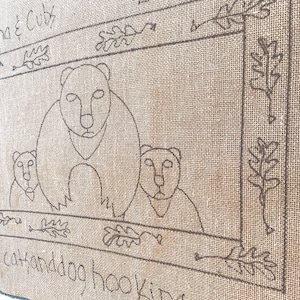 Rug hooking pattern, Mama Bear and Cubs