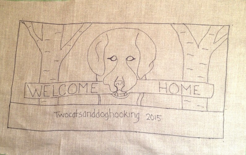 Labrador Hand Hooked Rug Hooked Rug Pattern on Linen,