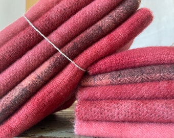 Hand dyed wool fabric collection, Coral Spice, five fat eighths, primitive rug hooking or applique', 100 percent wool