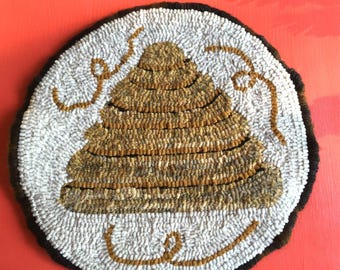 Rug Hooking Pattern - "Bee Skep", pollinator , beginner friendly