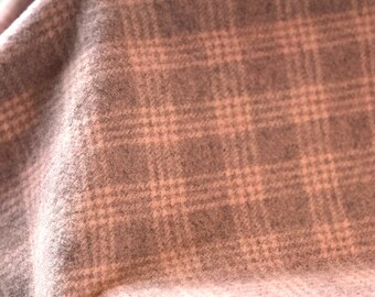 Pink hand dyed wool plaid fabric for primitive rug hooking, Pink Tulip Plaid, fat quarter