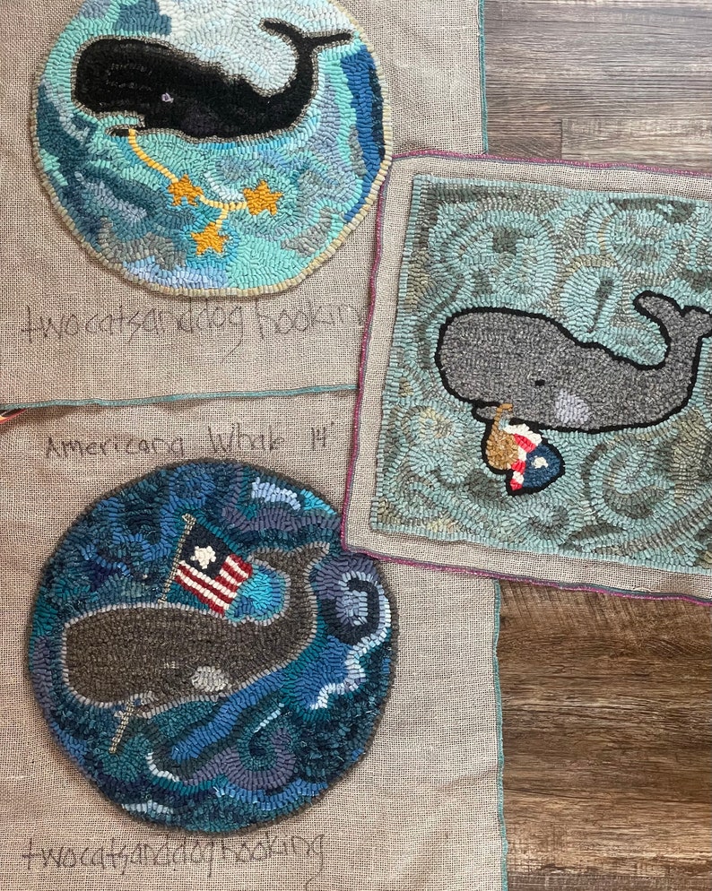 Hooked Rug Whale Pattern , Americana Style - Etsy