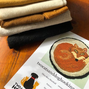 Rug hooking kit, DIY fox chair pad or mat, "Sly Fox"