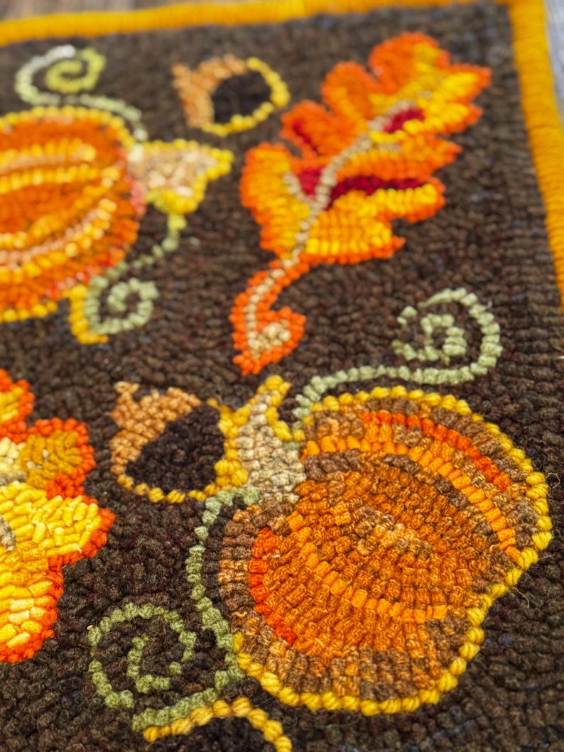 Fall Wool Hand Hooked Rug - Etsy
