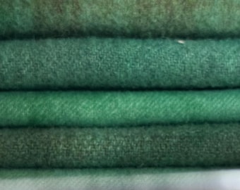 Hand dyed green rug hooking wool fabric, 5 fat eighths, Leaf Green