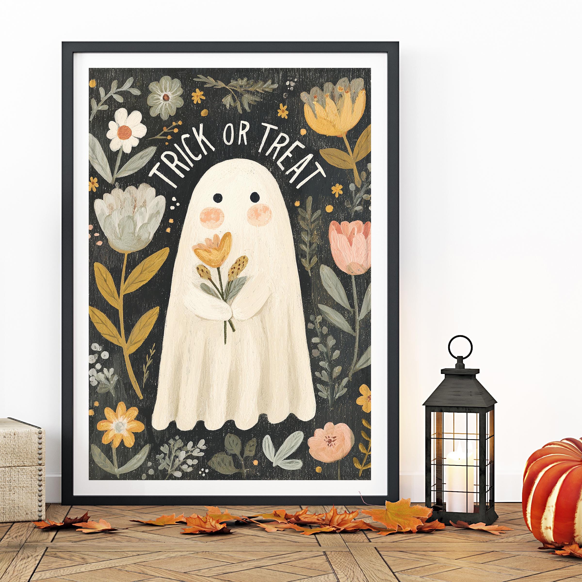 Spooky Halloween Cards: Ghost & Pumpkin Art Prints (digital Download - Etsy