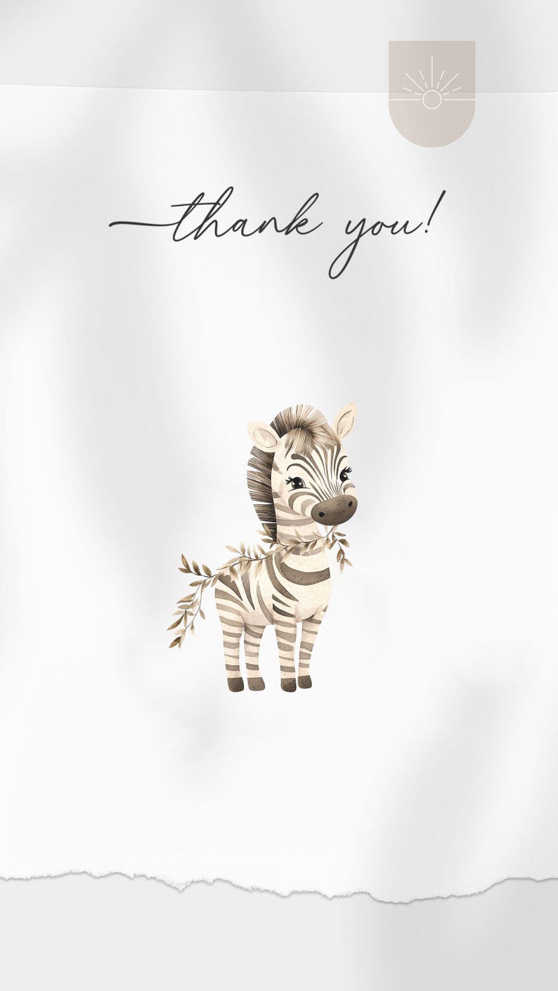 Boho Safari Animals Watercolor Clipart: Baby Shower Invitation (PNG, PDF) image 10