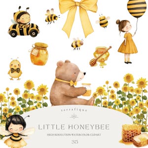 Bundle de cliparts abeille mignon bourdon aquarelle fantaisiste doux comme du miel anniversaire Invitations de baby shower printemps Clipart usage commercial