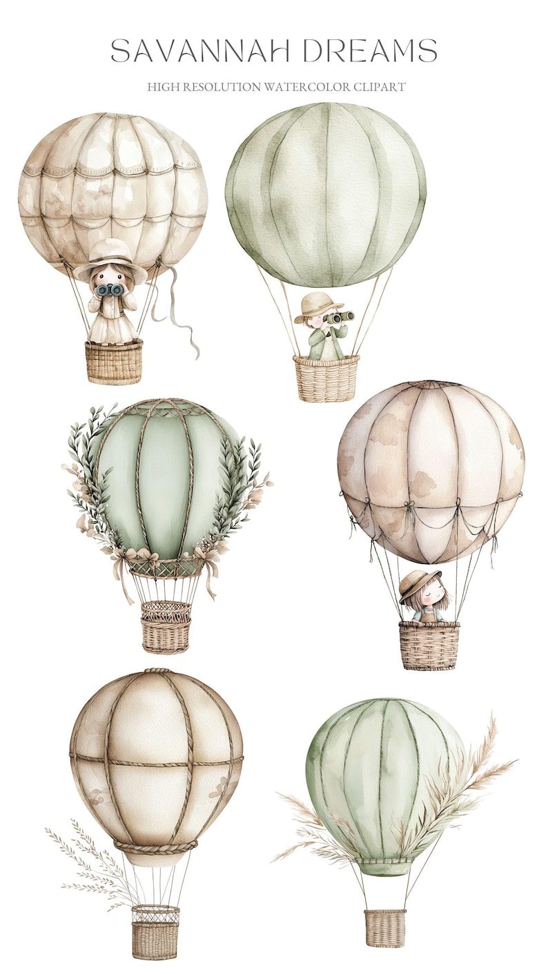 Boho Safari Animals Watercolor Clipart: Baby Shower Invitation (PNG, PDF) image 5