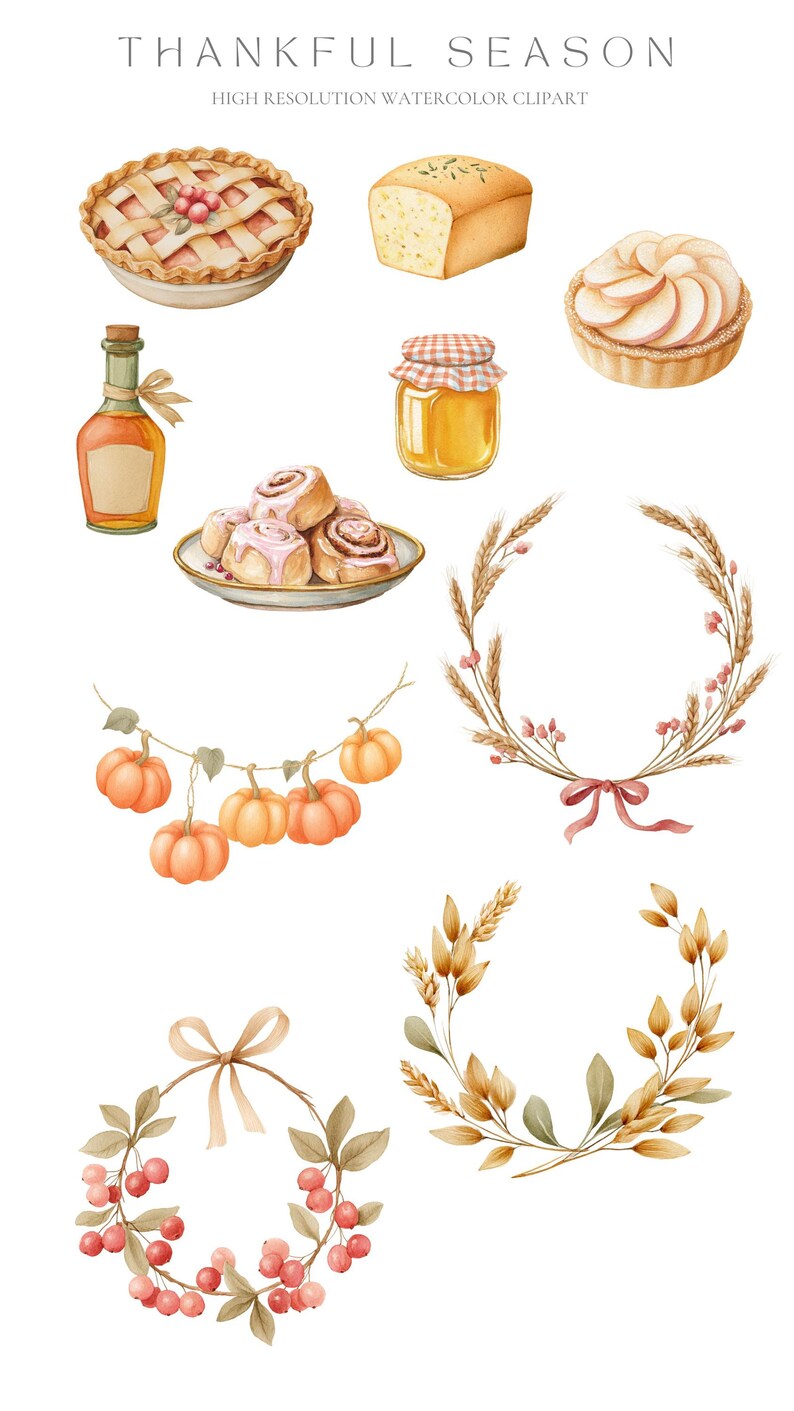 Thankful Season Clipart, Watercolor Fall Harvest Farm PNG, Autumn Barn ...