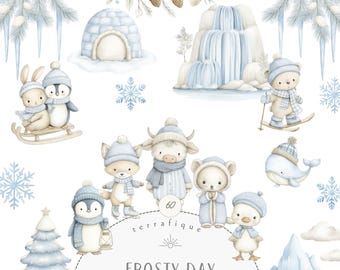 Polar Animals Clipart, Winter Arctic PNG Graphics