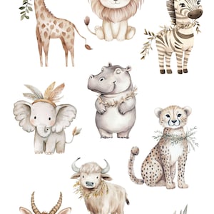Boho Safari Animals Watercolor Clipart: Baby Shower Invitation (PNG, PDF) image 2