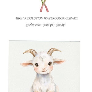 Watercolor Farm Animals Clipart: Baby Shower Nursery Art (PNG Digital ...