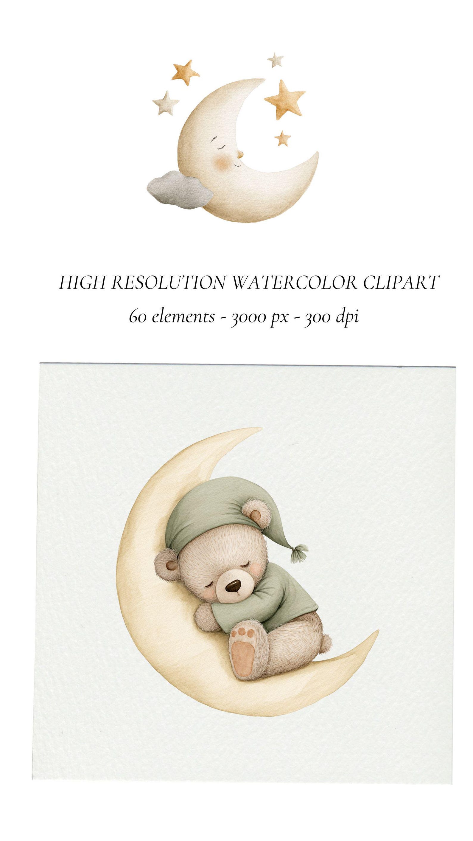 Sage Green Teddy Bear Clipart Set: Nursery & Baby Shower Graphics (PNG ...