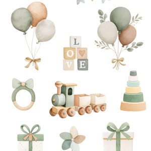 Sage Green Teddy Bear Clipart Set: Nursery & Baby Shower Graphics (PNG ...